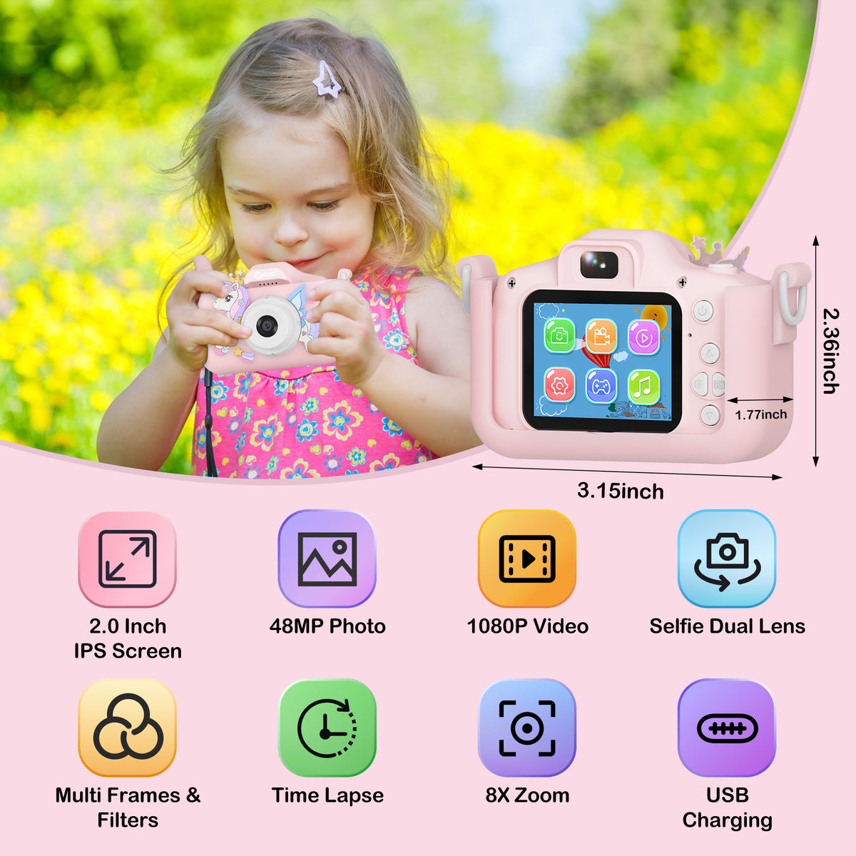 Contixo KC3 Kids Digital Camera With Silicone Cover 1080p HD