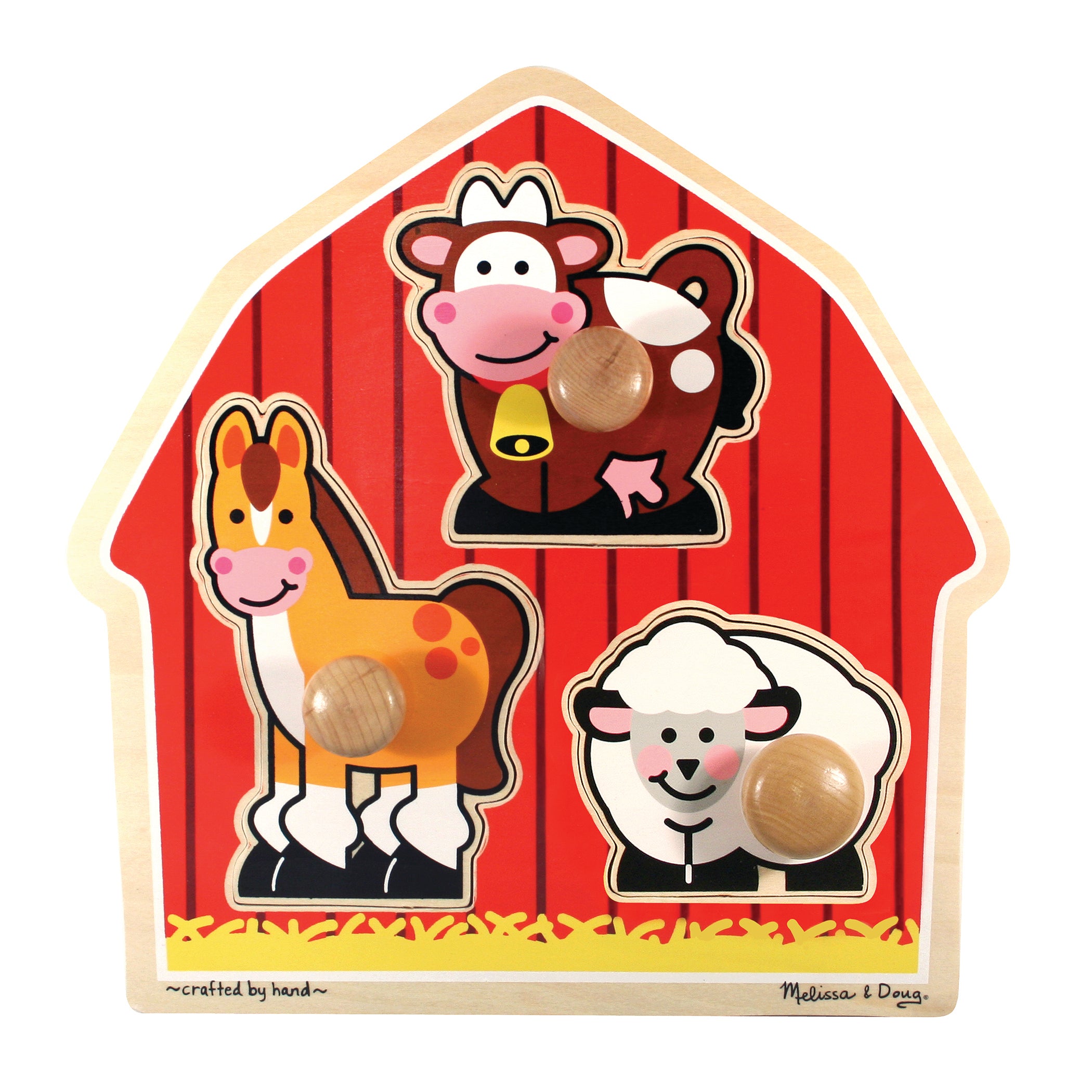 Melissa & Doug Barnyard Animals 3 pc Wooden Peg Puzzle – Toys