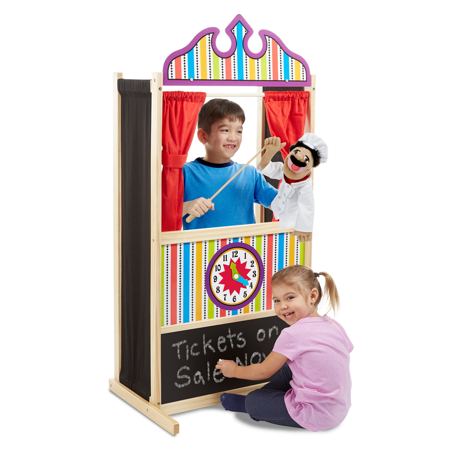 Melissa & Doug Deluxe Wooden Puppet Theater - Imaginative Play Stage