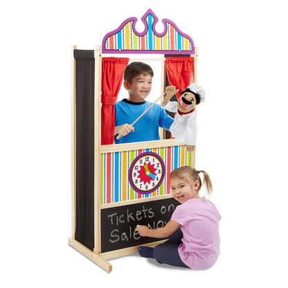 Melissa & Doug Deluxe Wooden Puppet Theater - Imaginative Play Stage
