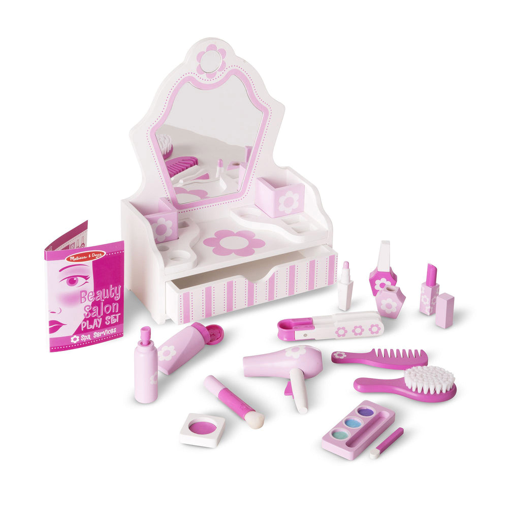 Melissa & Doug 18-Piece Beauty Salon Play Set – Pink & White