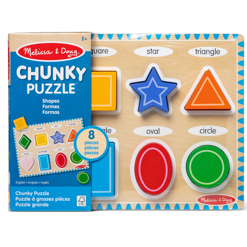 Melissa & Doug Bright Shapes 8-Piece Wooden Chunky Puzzle