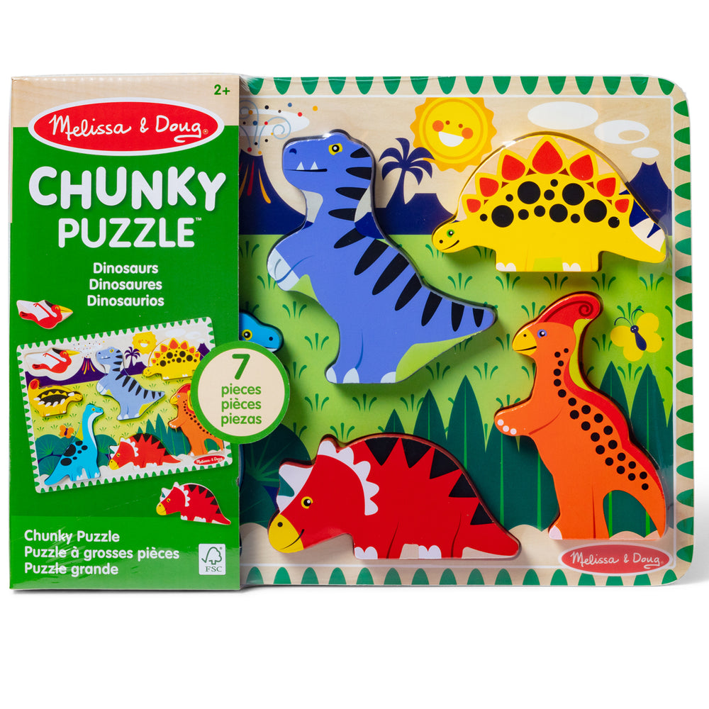 Melissa & Doug Dinosaur Theme 7-Piece Wooden Chunky Puzzle