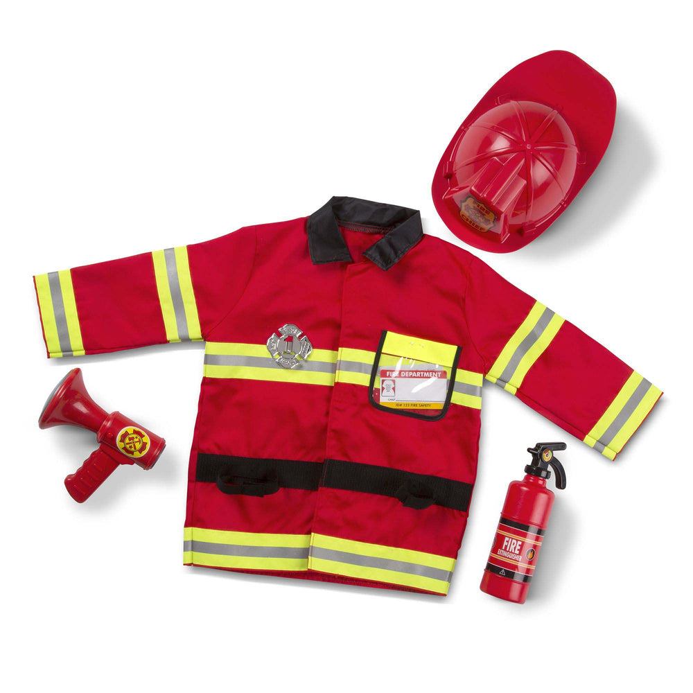 Melissa & Doug Fire Chief Role Play Costume Set - Reflective Red