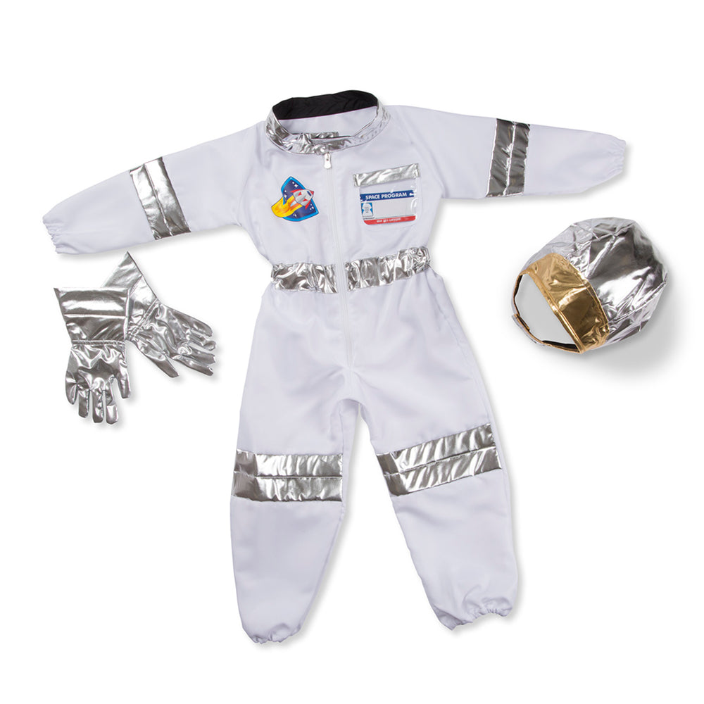Melissa & Doug Astronaut Role Play Costume Set - Galactic Explorer - White & Silver