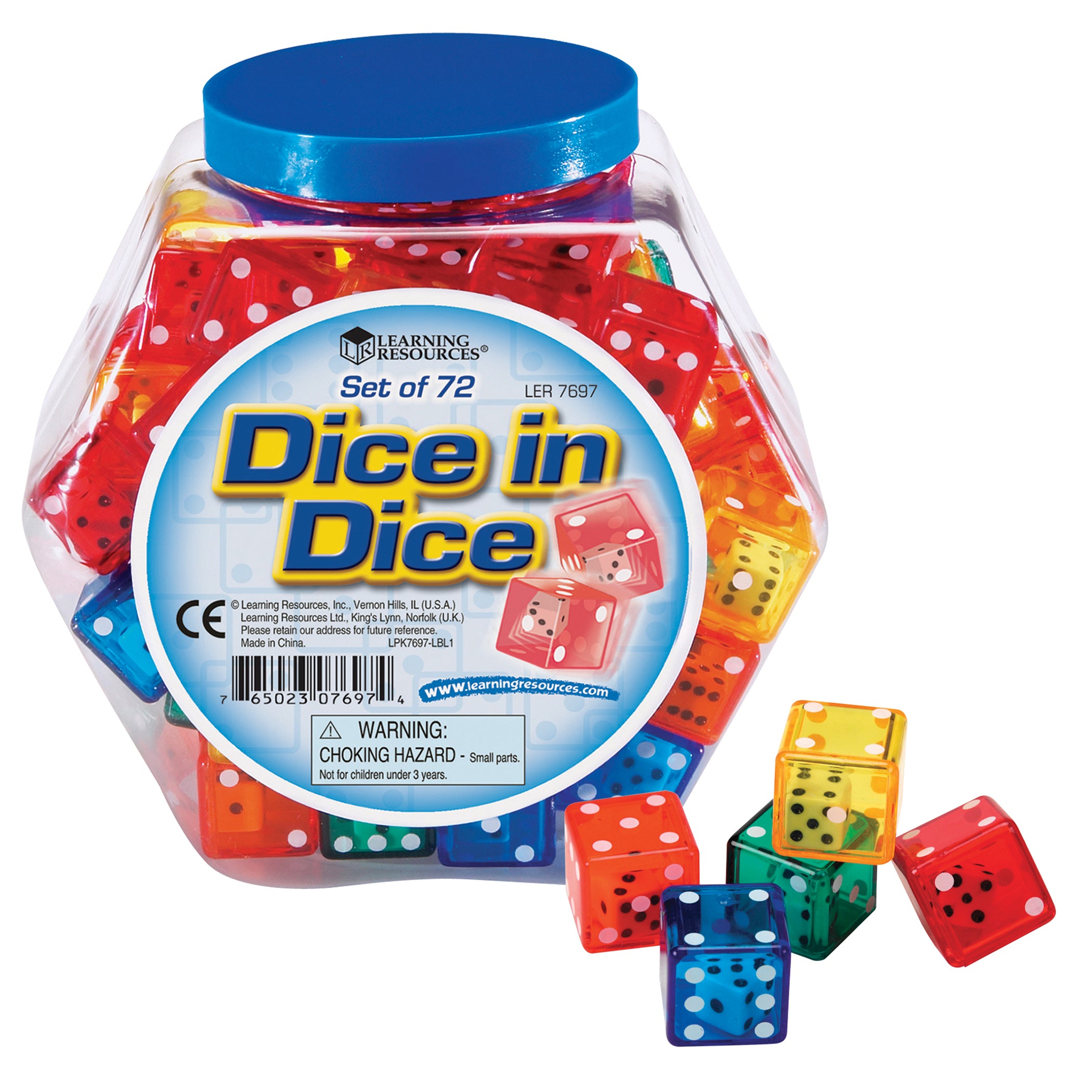 Math Dice Set Learning Resources Dice in Dice Bucket - Colorful Math Learning Set ...