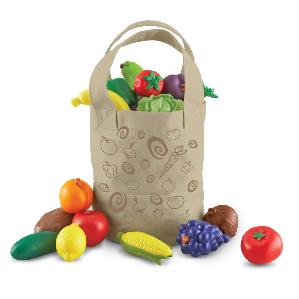 Learning Resources 17pc Fresh Picked Fruit & Veggie Tote – Toys