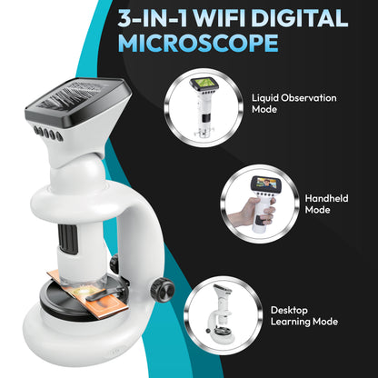 Contixo MS2 WiFi Digital Microscope white with LCD screen and 1000X magnification in 3 modes