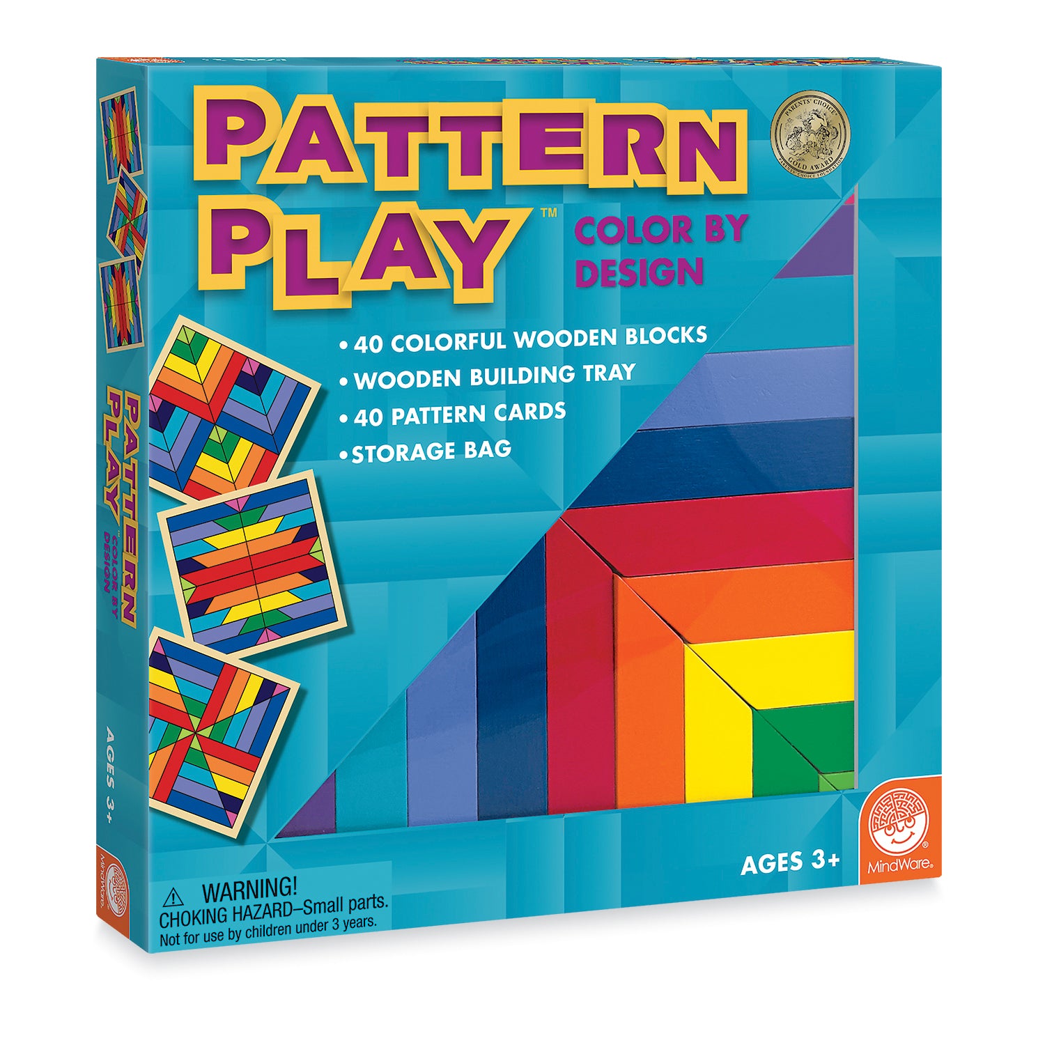 MindWare Pattern Play Colorful Wooden Block Set - 40 Pieces – Toys