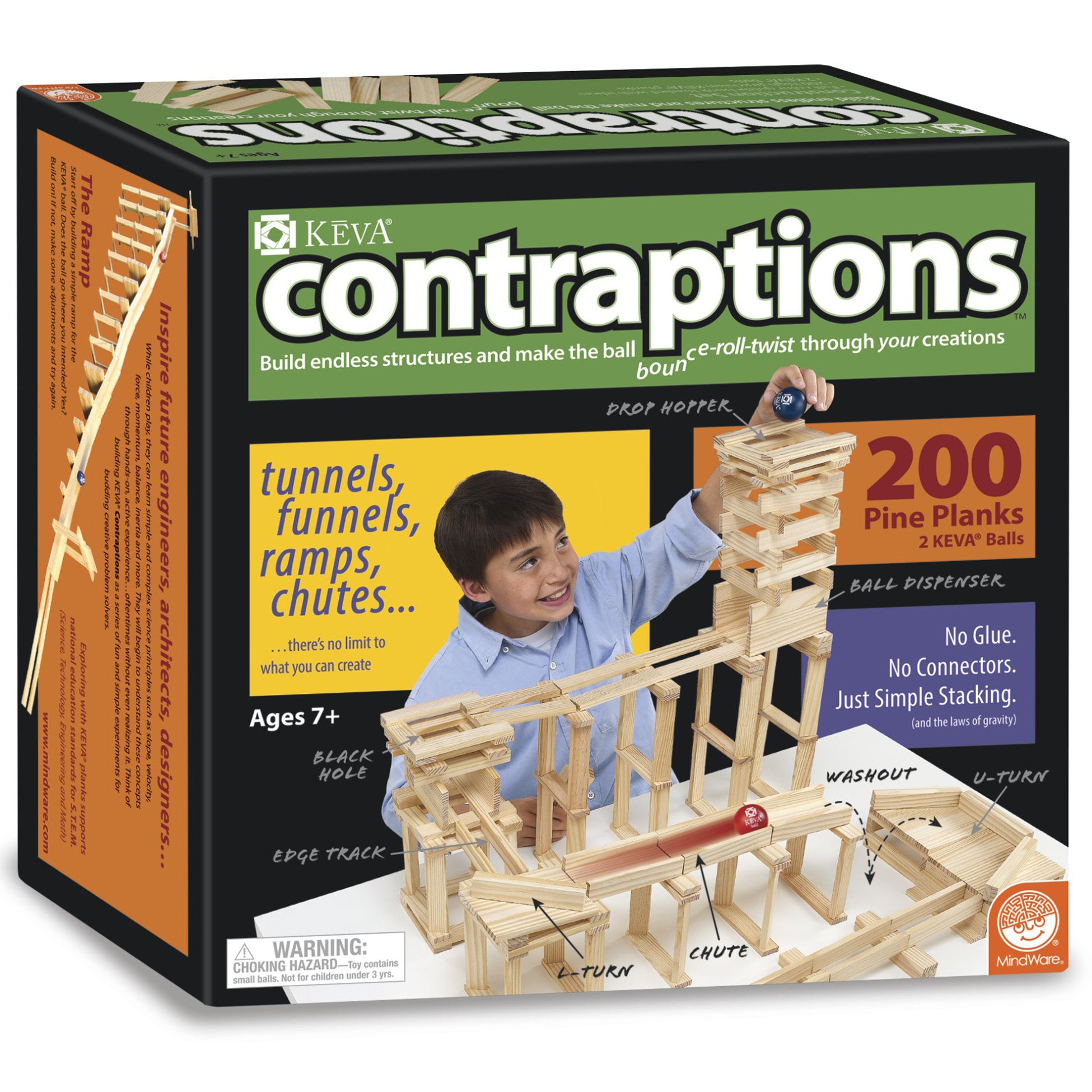 MindWare KEVA Contraptions 200-Piece Plank Set - STEM Building Toy ...