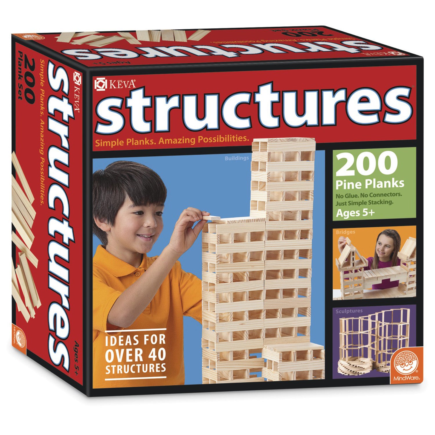 MindWare KEVA Structures 600-Piece Pine Plank Building Set
