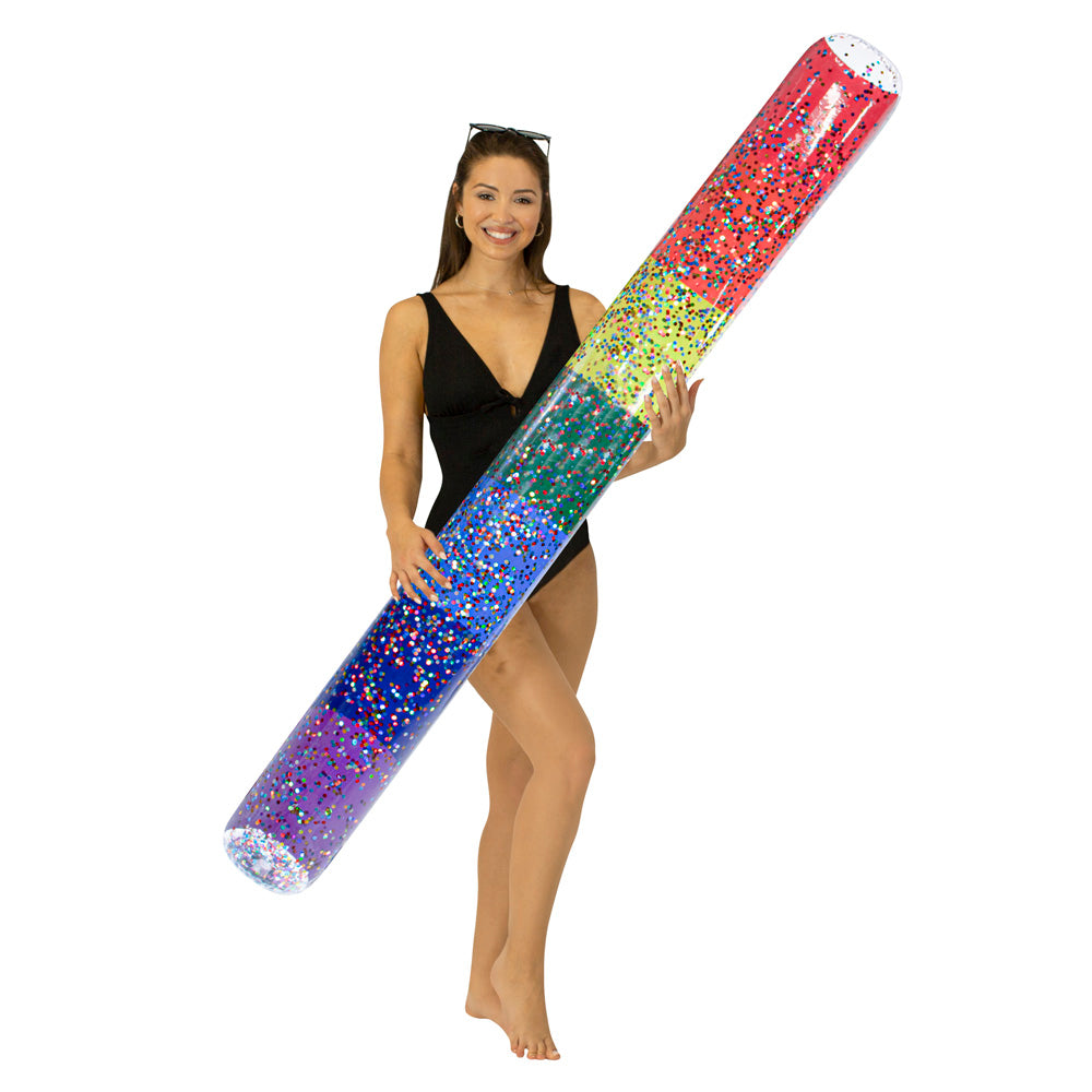 PoolCandy Rainbow Collection 72-inch Glitter Pool Noodle - Classic Rainbow