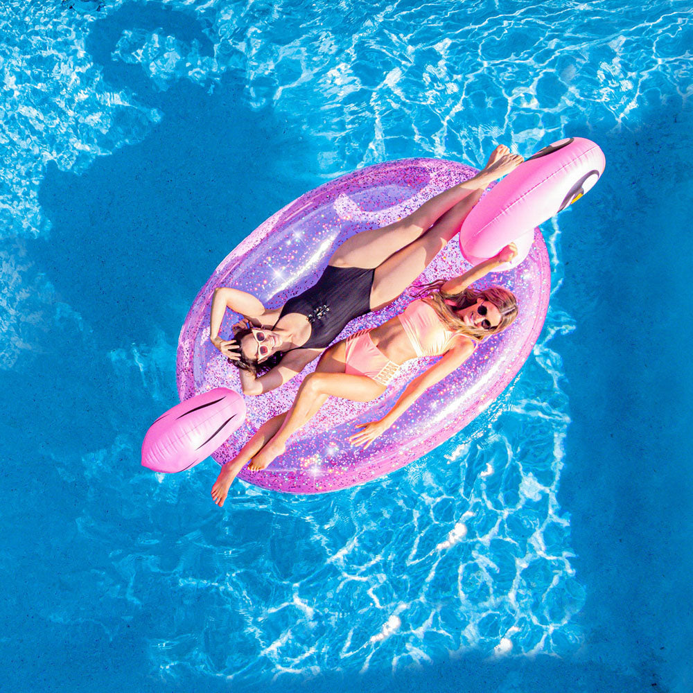 PoolCandy Gigantic Glitter Flamingo Pool Float - Pink
