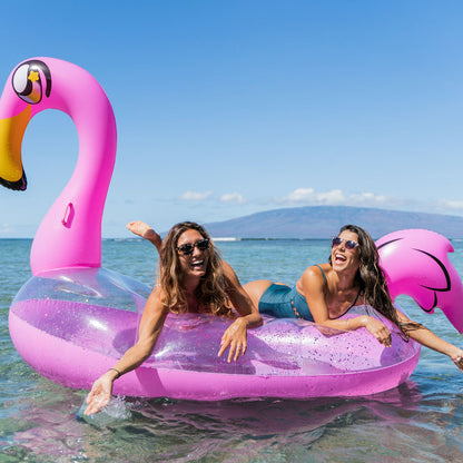 PoolCandy Gigantic Glitter Flamingo Pool Float - Pink