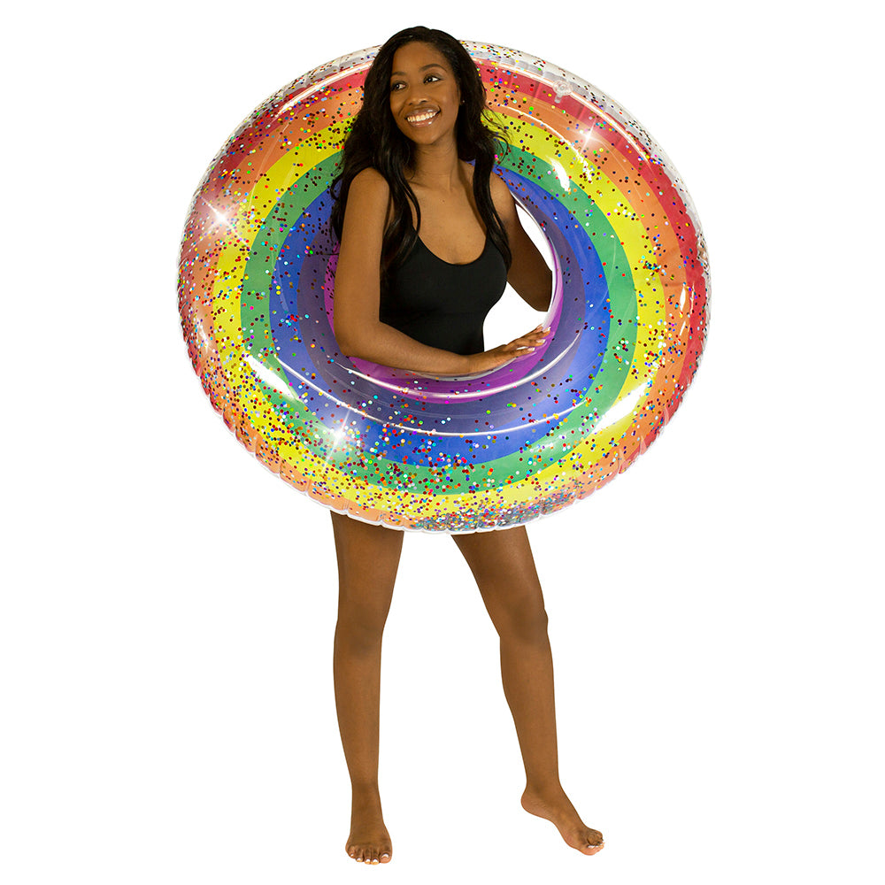 Rainbow Collection Glitter Pool Tube 48" - Classic Rainbow