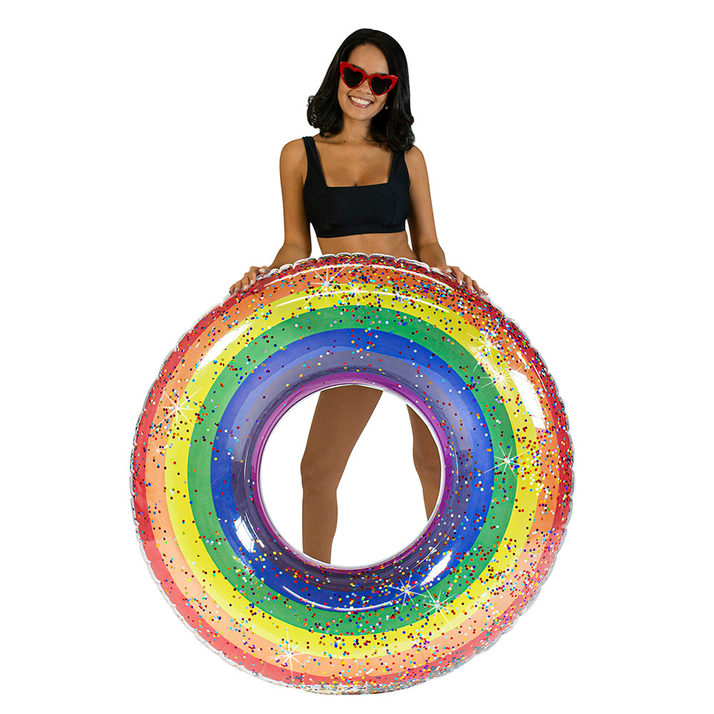 Rainbow Collection Glitter Pool Tube 48" - Classic Rainbow