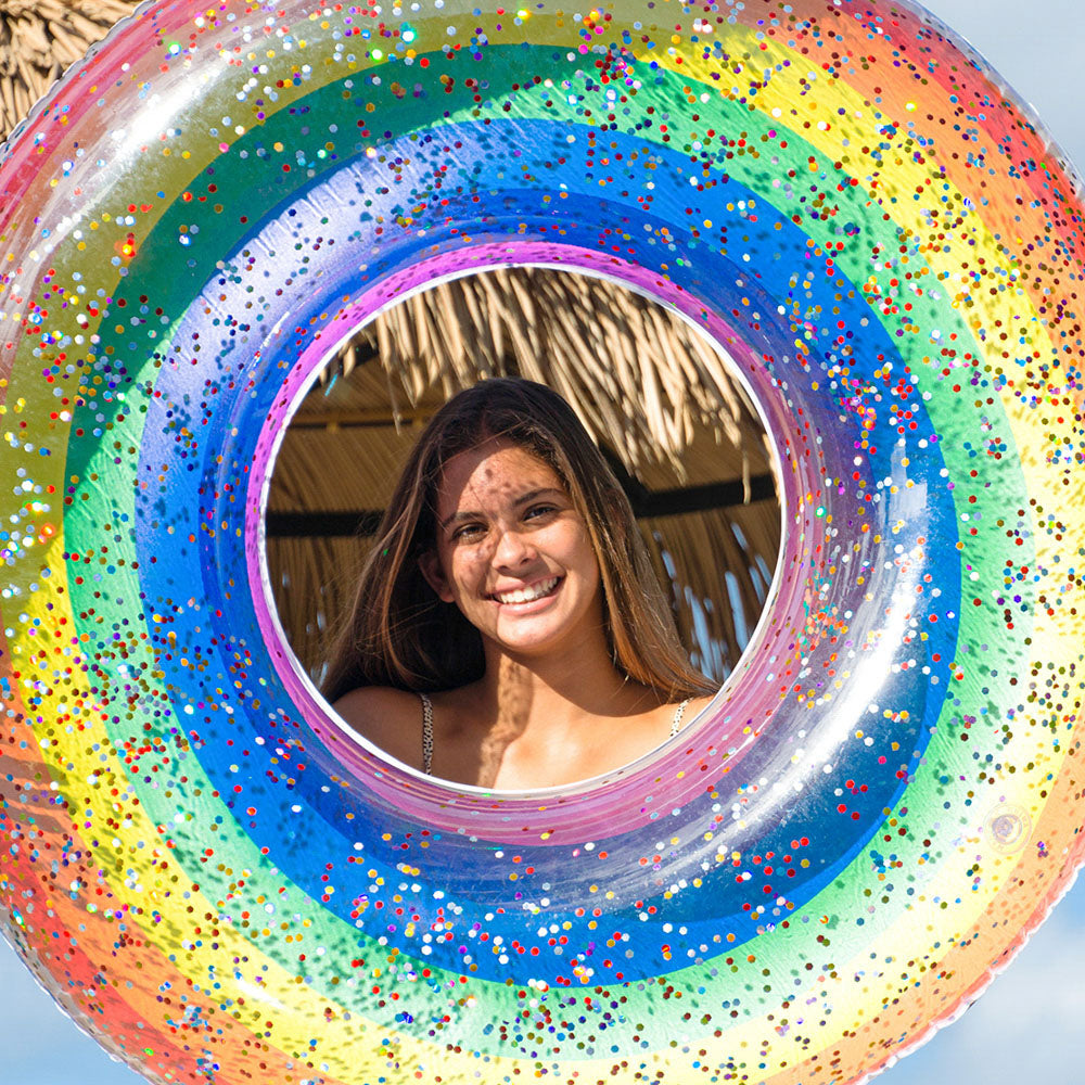 Rainbow Collection Glitter Pool Tube 48" - Classic Rainbow