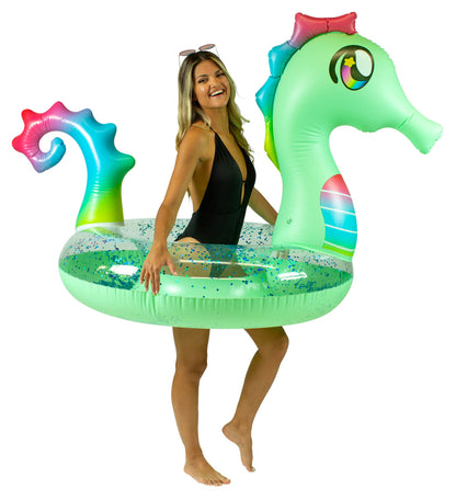 Glitter Seahorse - 48" Jumbo Beach & Pool Tube