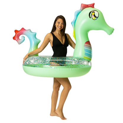 Glitter Seahorse - 48" Jumbo Beach & Pool Tube