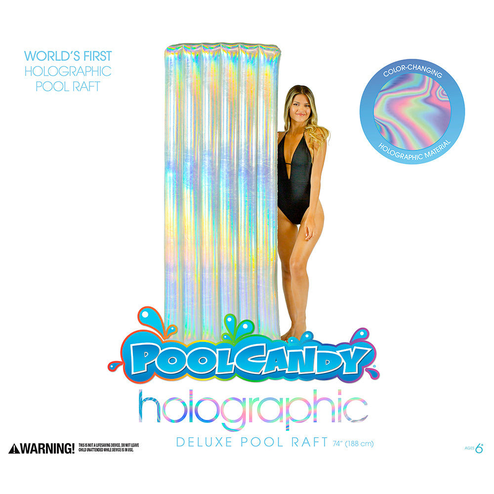 Holographic Deluxe Pool Raft - 74 x 30"