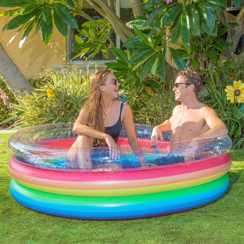 Rainbow Collection Sunning Pool - Deluxe 60 x 15" Pool with Multicolor Glitter