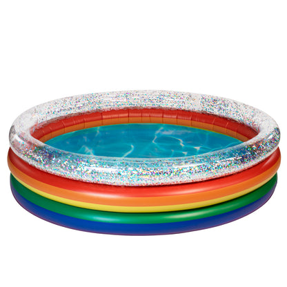 Rainbow Collection Sunning Pool - 3-Ring Inflatable Pool - Multicolor Glitter