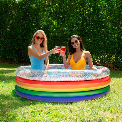 Rainbow Collection Sunning Pool - 3-Ring Inflatable Pool - Multicolor Glitter