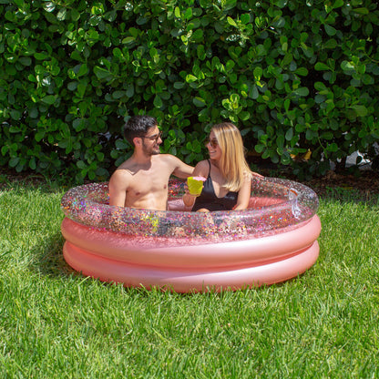 Glitter Sunning Pool - Deluxe 60 x 15" Pool with Rose Gold Glitter