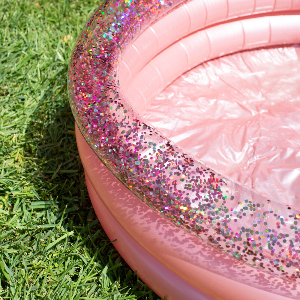 Glitter Sunning Pool - Deluxe 60 x 15" Pool with Rose Gold Glitter