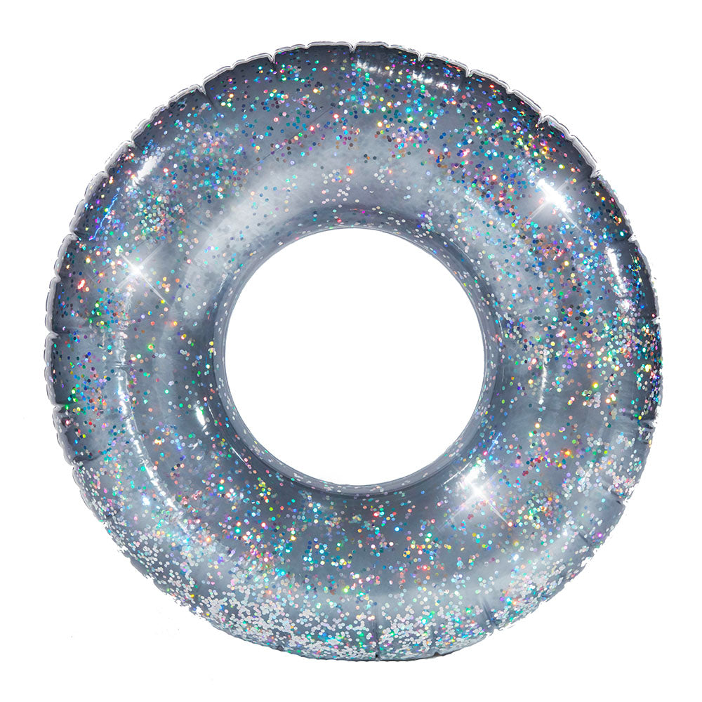 Glitter 48" Jumbo Beach & Pool Tube with Silver Glitter