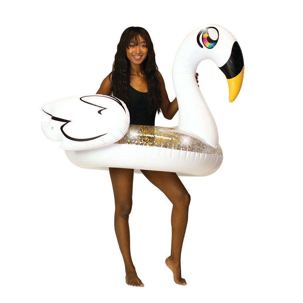 Gold Glitter Swan - 48" Jumbo Beach & Pool Tube