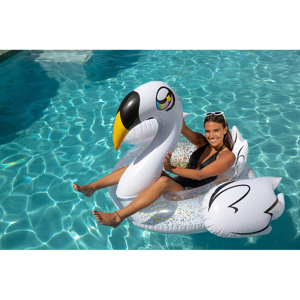 Gold Glitter Swan - 48" Jumbo Beach & Pool Tube