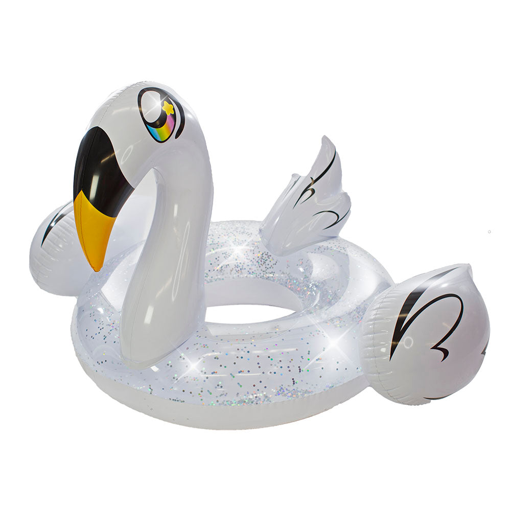 Silver Glitter Swan - 48" Jumbo Beach & Pool Tube