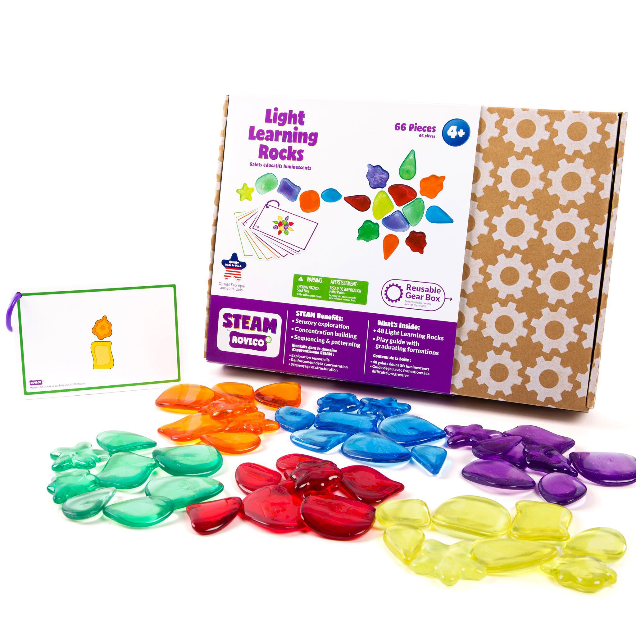 Roylco STEAM Light Learning Rocks - Translucent Color & Shape Play Kit ...