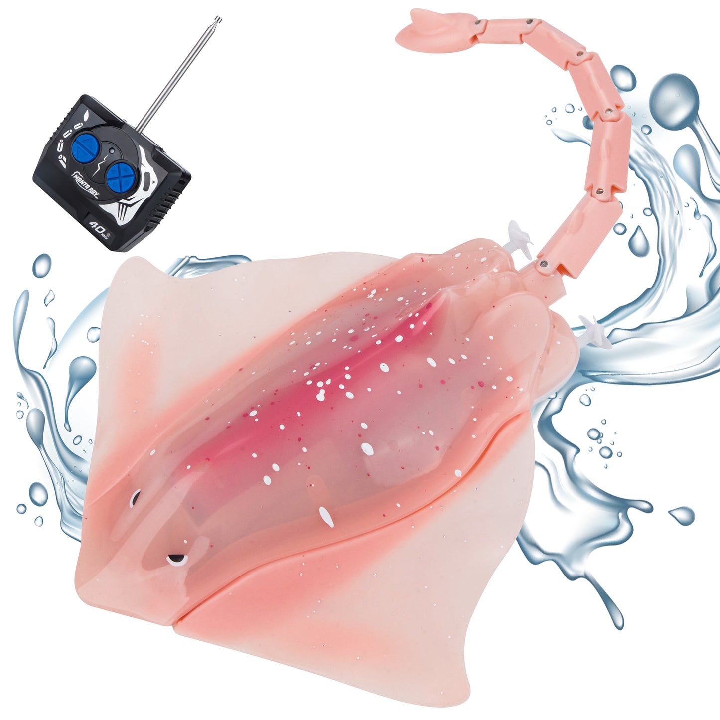 Contixo Waterproof RC Stingray Toy with LED Lights, Dual Motor, Pink - 40-Min Playtime, Ages 3-12
