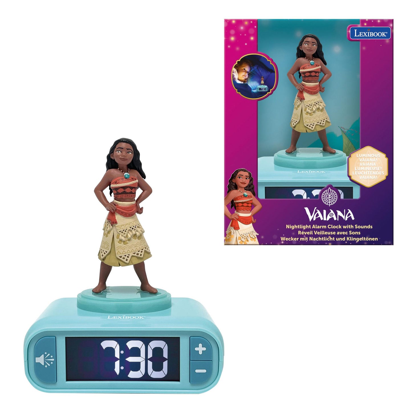 Lexibook Disney Vaiana Night Light Alarm Clock - Moana Themed