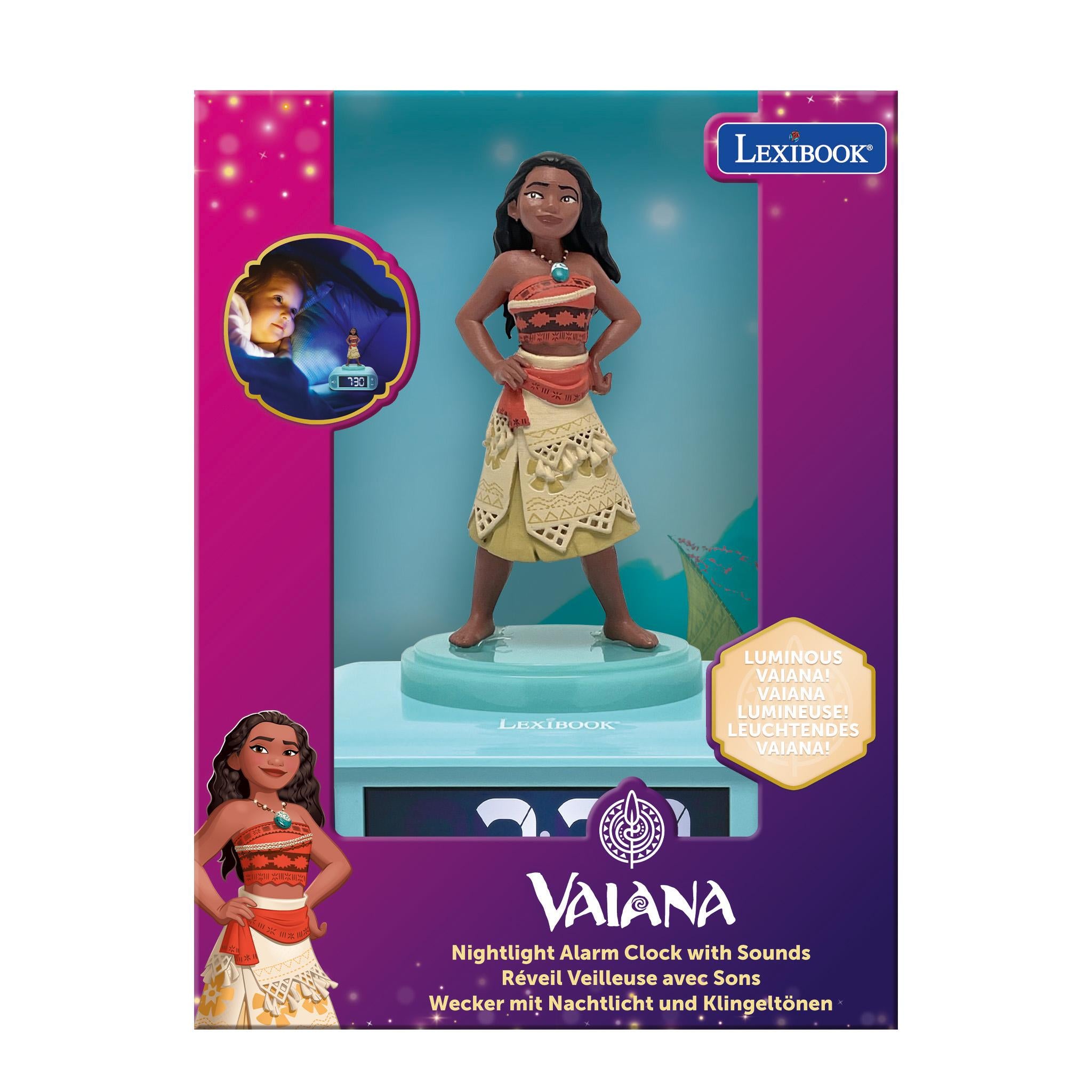 Lexibook Disney Vaiana Night Light Alarm Clock - Moana Themed