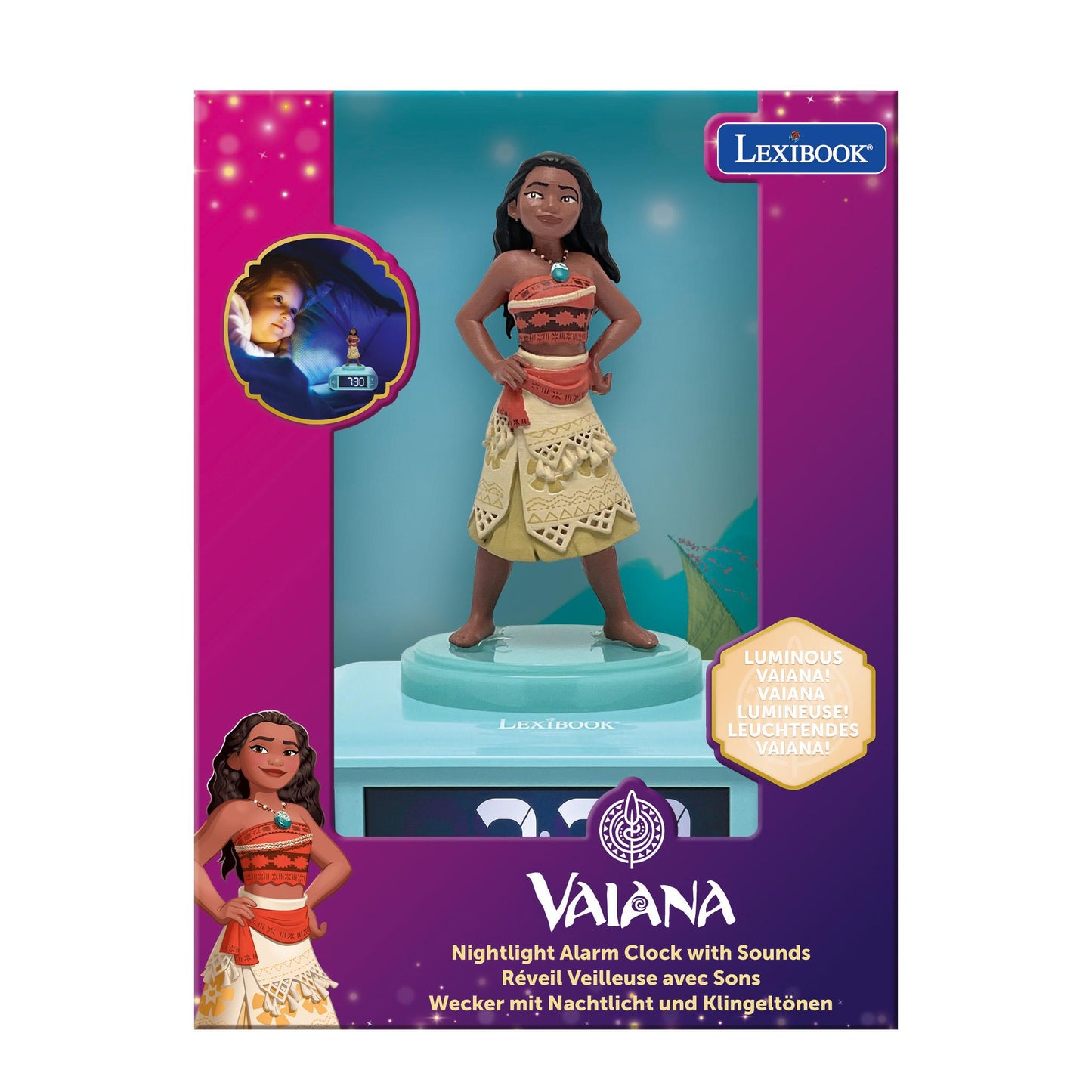 Lexibook Disney Vaiana Night Light Alarm Clock - Moana Themed