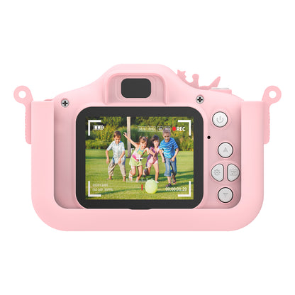 Contixo KC3 pink kids digital camera with 2-inch screen displaying video recording