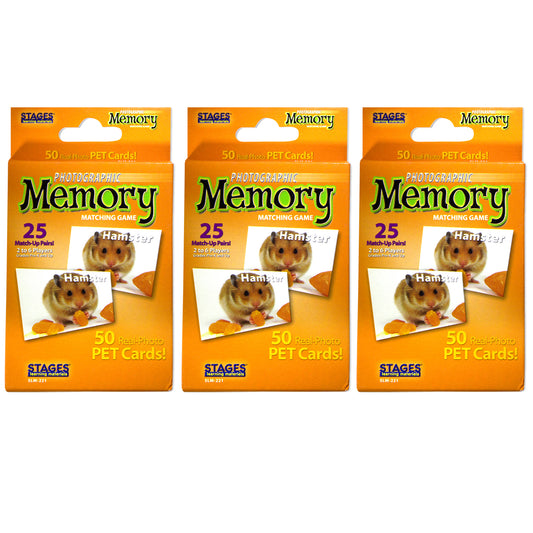 Stages Learning Pets Memory Matching Game - Photographic Cards - Pack of 3