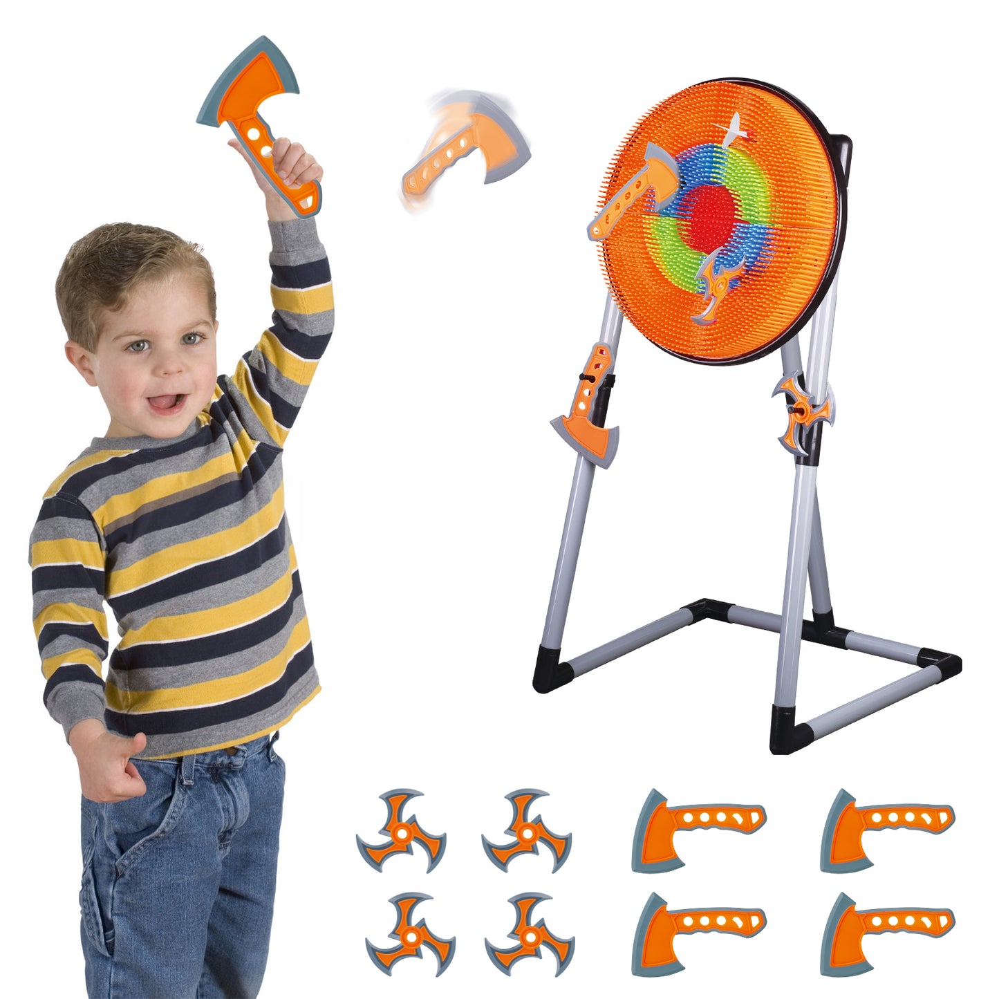 Contixo Double Fun Foam Axe & Dart Board Set, Indoor-Outdoor Family Game, Ages 6+