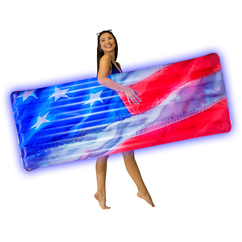 Stars & Stripes LED Deluxe Pool Raft - 74 x 30"