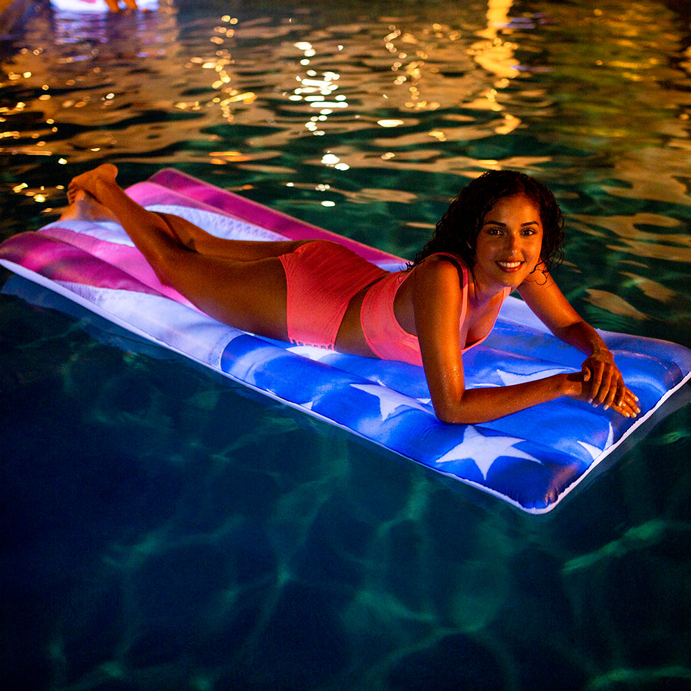 Stars & Stripes LED Deluxe Pool Raft - 74 x 30"
