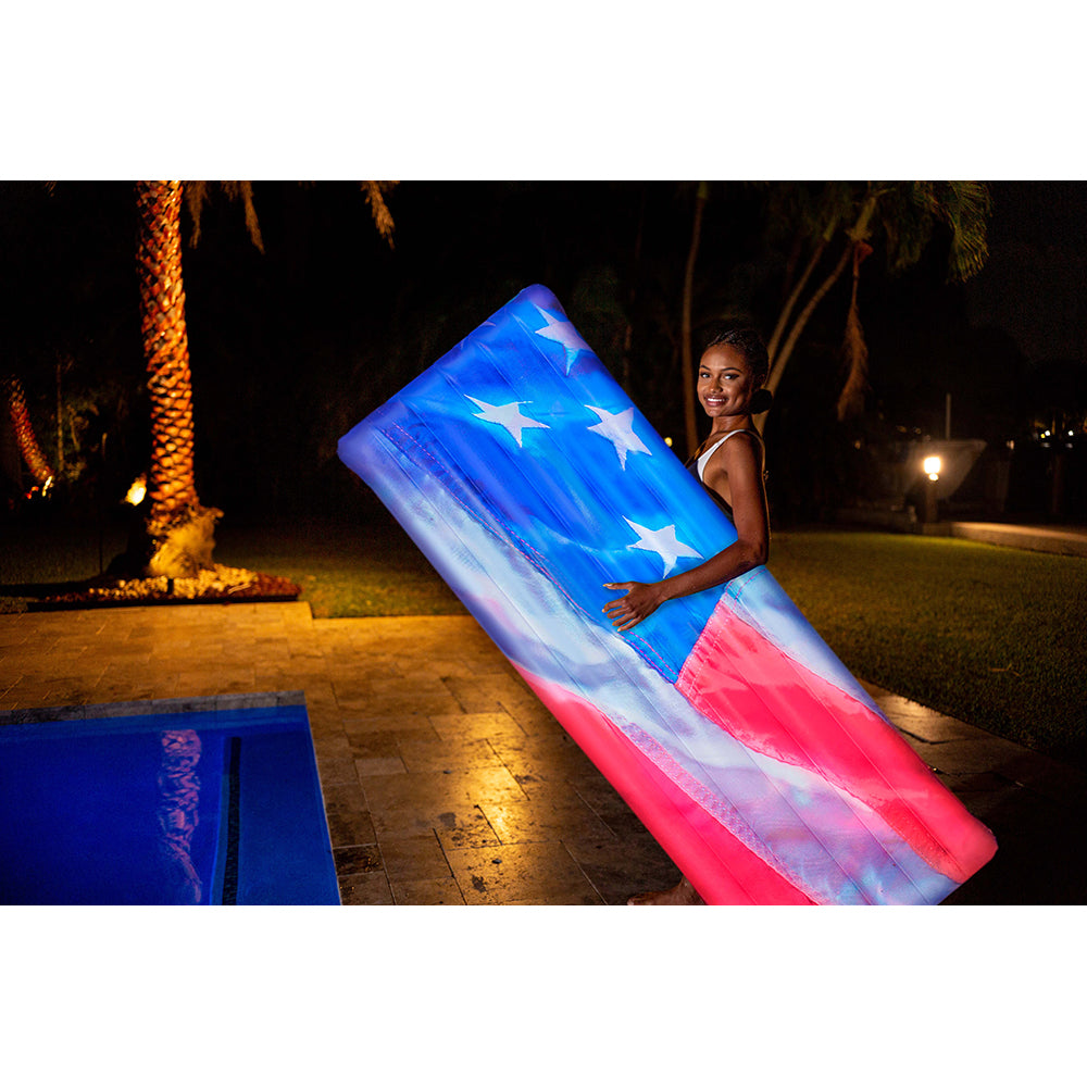 Stars & Stripes LED Deluxe Pool Raft - 74 x 30"