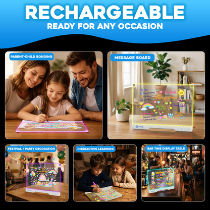 Contixo WB1 16 inch LED Drawing Board with neon glow modes, rechargeable doodle pad for kids
