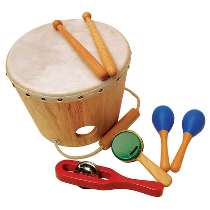 Sounds Like Fun! Wooden Shake Rattle and Drum Set – Toys