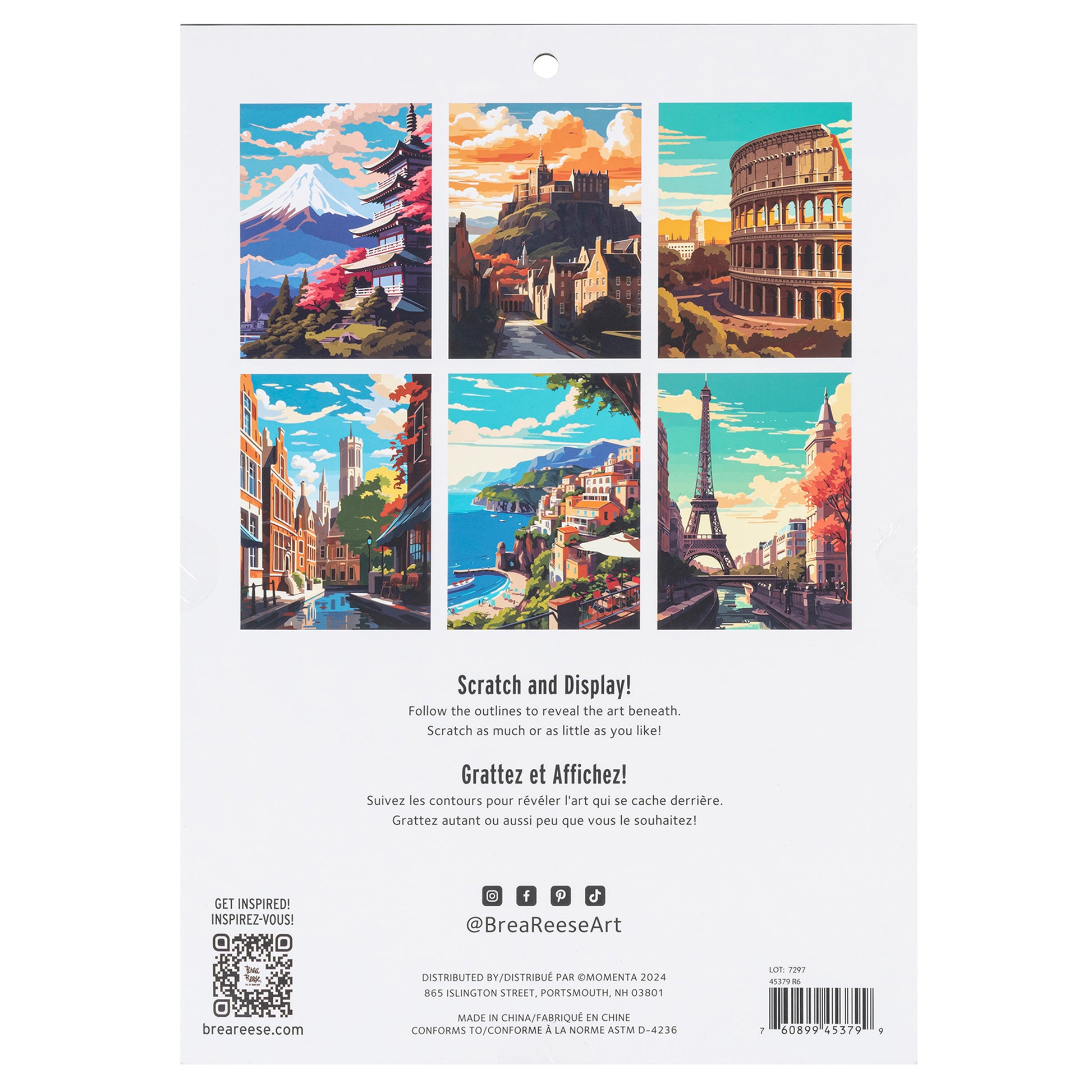 Scratch Art Paper Pad Global Iconic Views with 6 colorful travel destination designs