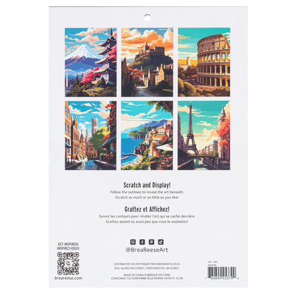 Scratch Art Paper Pad Global Iconic Views with 6 colorful travel destination designs