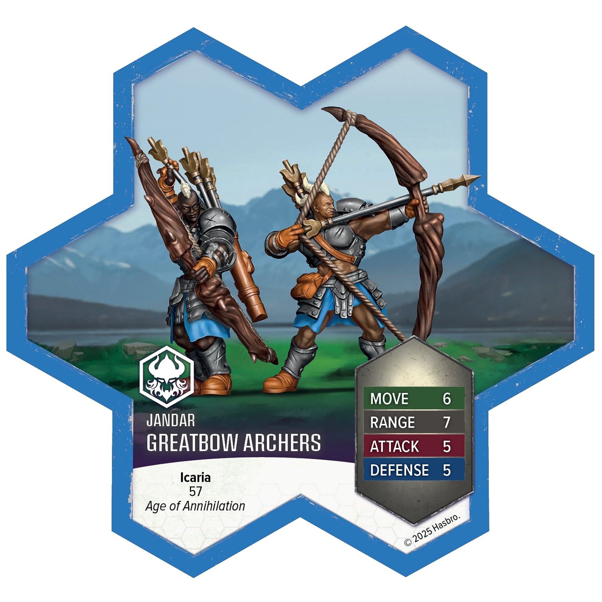 Heroscape Greatbow Archers Jandar army expansion with 5 unpainted miniatures and stat cards
