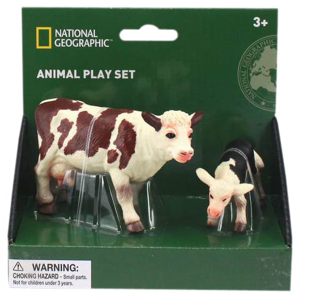 National Geographic Hand-Painted Cow and Calf Figurines